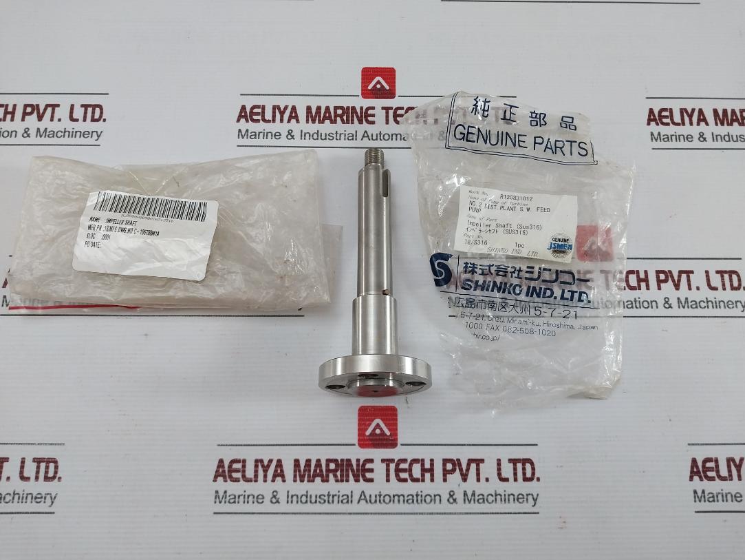 Part No 18/S316 BY Shinko Sus316 Impeller Shaft F/ Distribution Plant S.W. Feed Pump