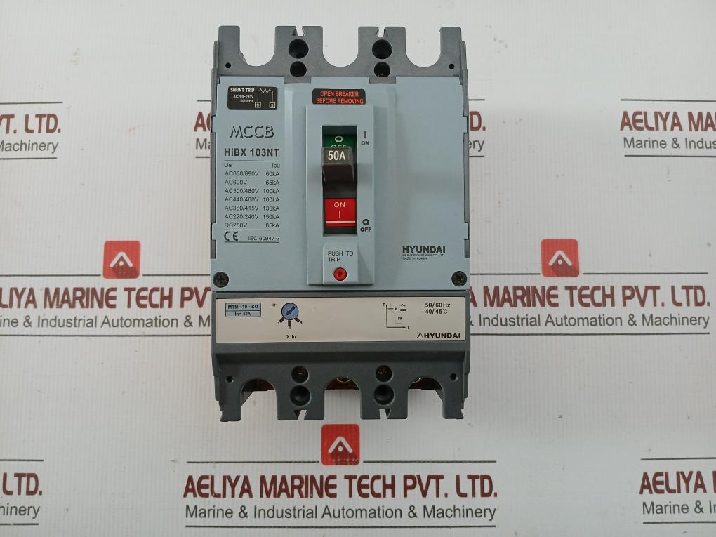 Part Number Hibx 103nt Hyundai Molded Case Circuit Breaker Ac 750v 50/60hz
