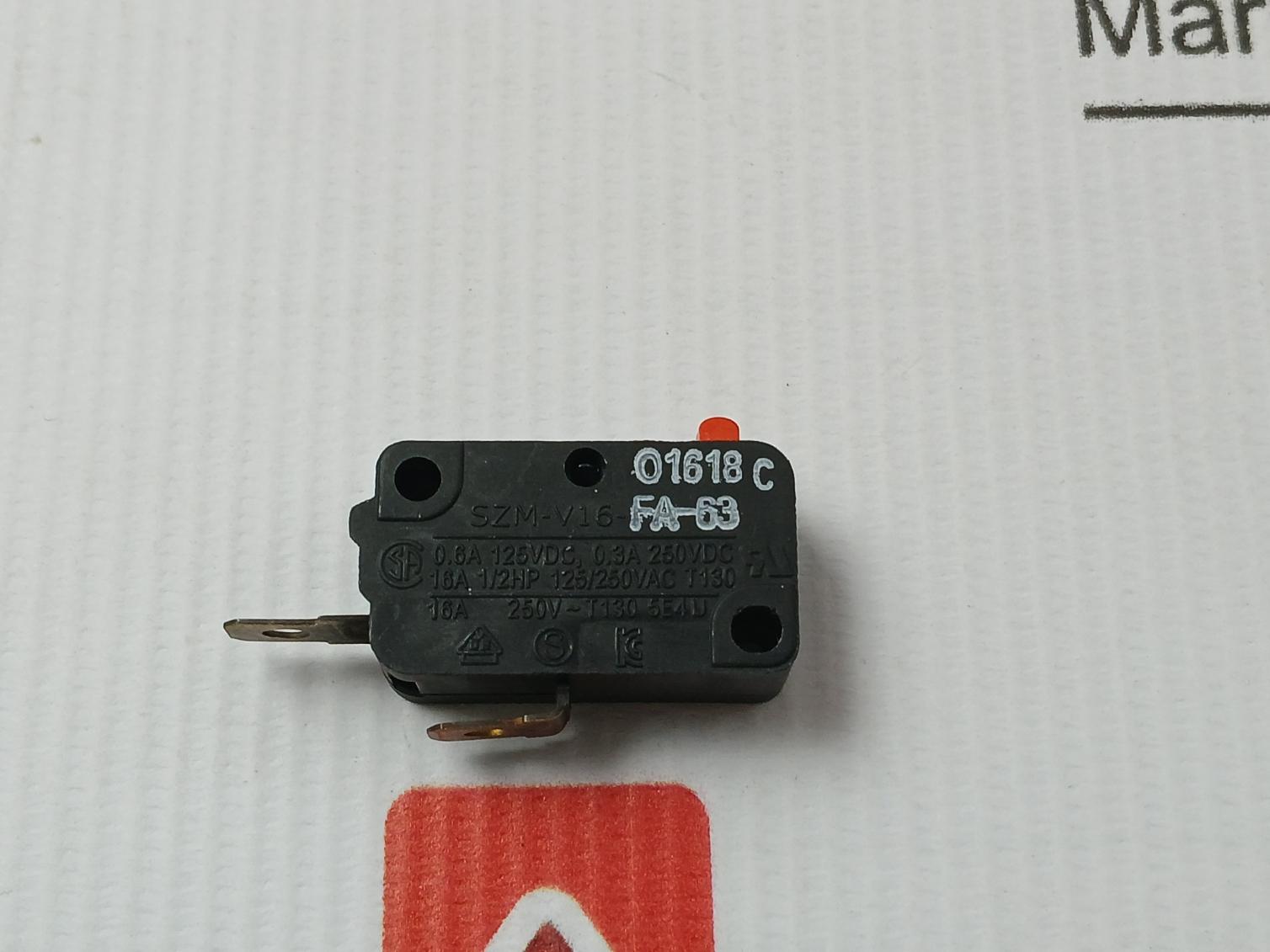 Part Number: Szm-V16-Fa-63 Microwave Door Switch Starion 125/250vac T130