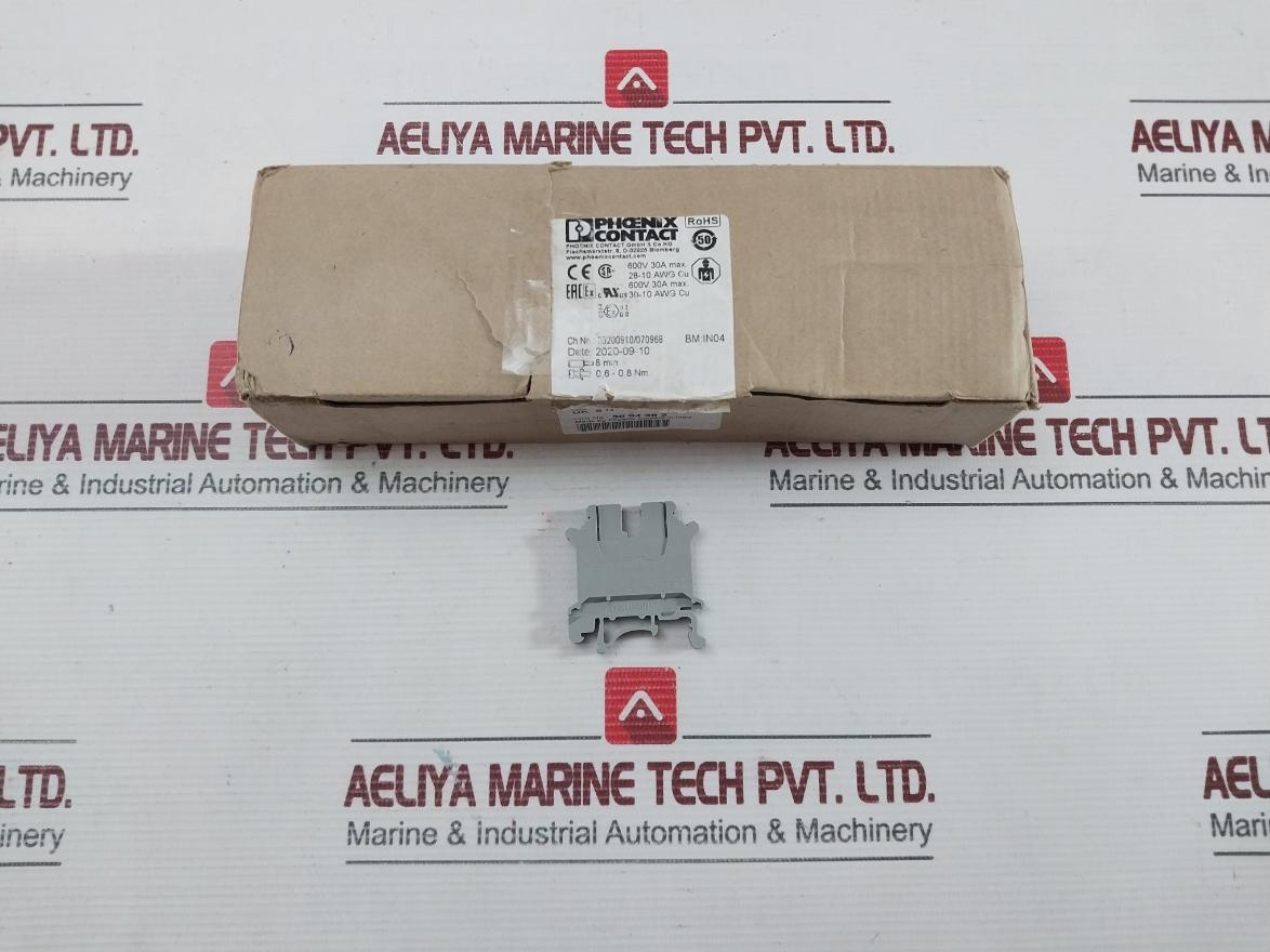 Phoenix Contact 28-10 Awg Cu Din Rail Terminal Block Uk5N  600V 30A Max 8Mm (1 Box=50Pcs)