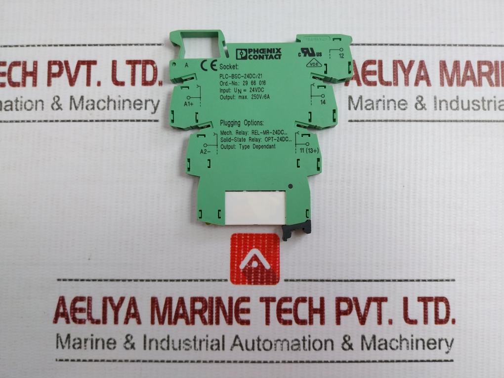 Plc-Bsc-24dc/21 Miniature Power Relay With Socket 6a/250v Brand Phoenix Contact