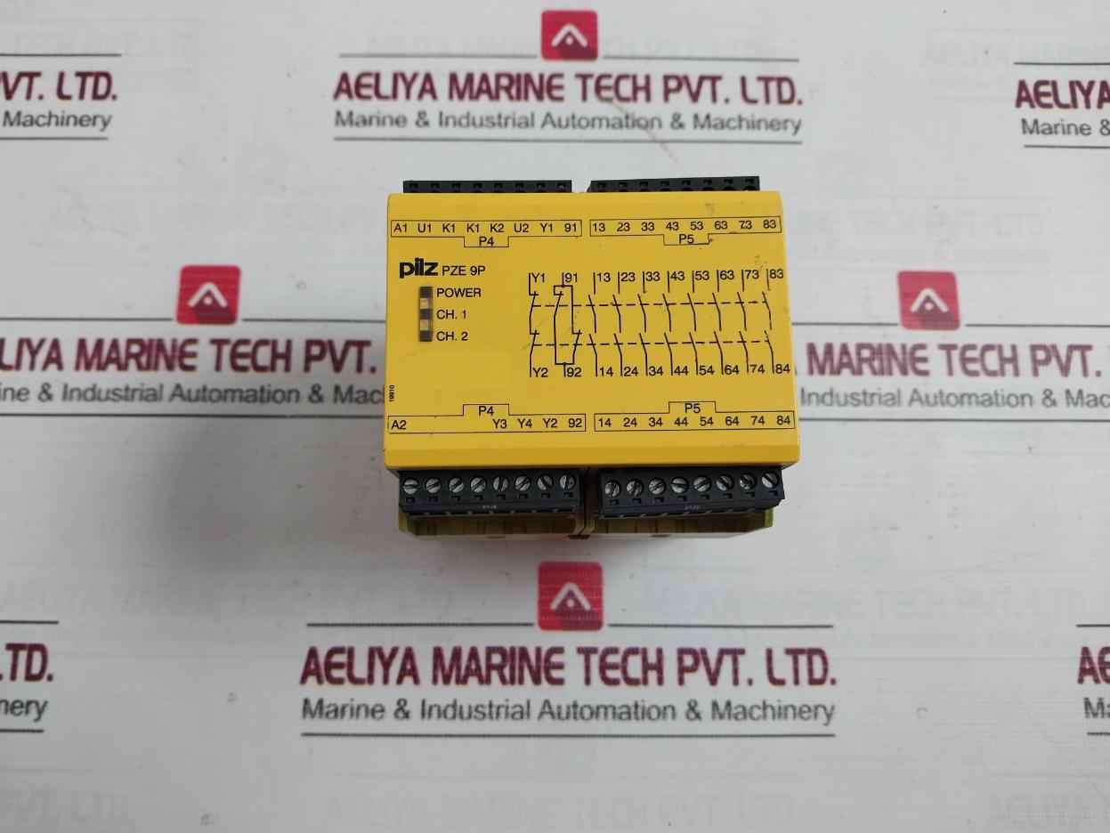 Pilz Pze 9P 24Vacdc 8N/O 1N/C 24Vac/Dc 3Va/3W 50-60Hz Safety Relay