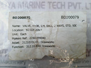 Pister Bkh G1/4 06 1113 1 Ball Valve Hydr 1/4 Ball 2 Way