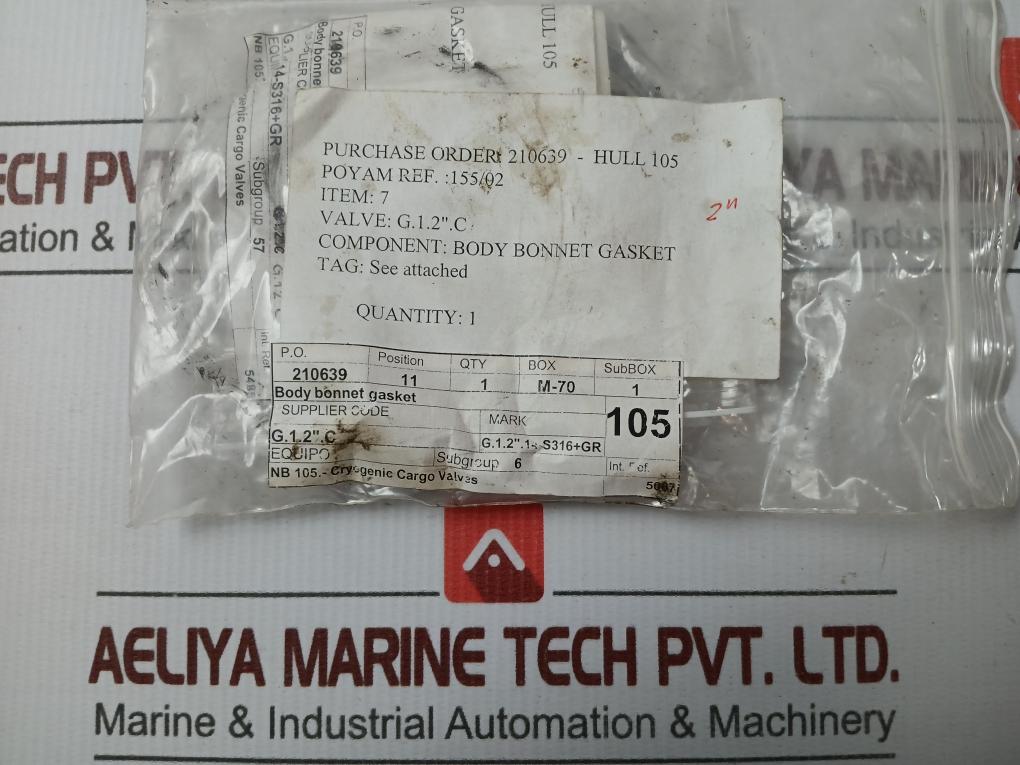 Poyam Body Bonnet Gasket G.1.2".14-S316+Gr 50 Gm