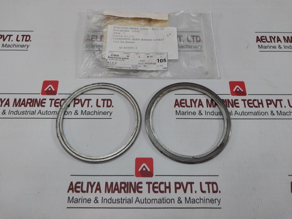 Poyam Gasket For Cryogenic Cargo Valve Body Bonnet Vvg-0008.381