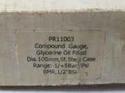 Pr11003 Compound Air Oil Gas Pressure Gauge Glycerine Oil Filled -14.5 To 72 Psi