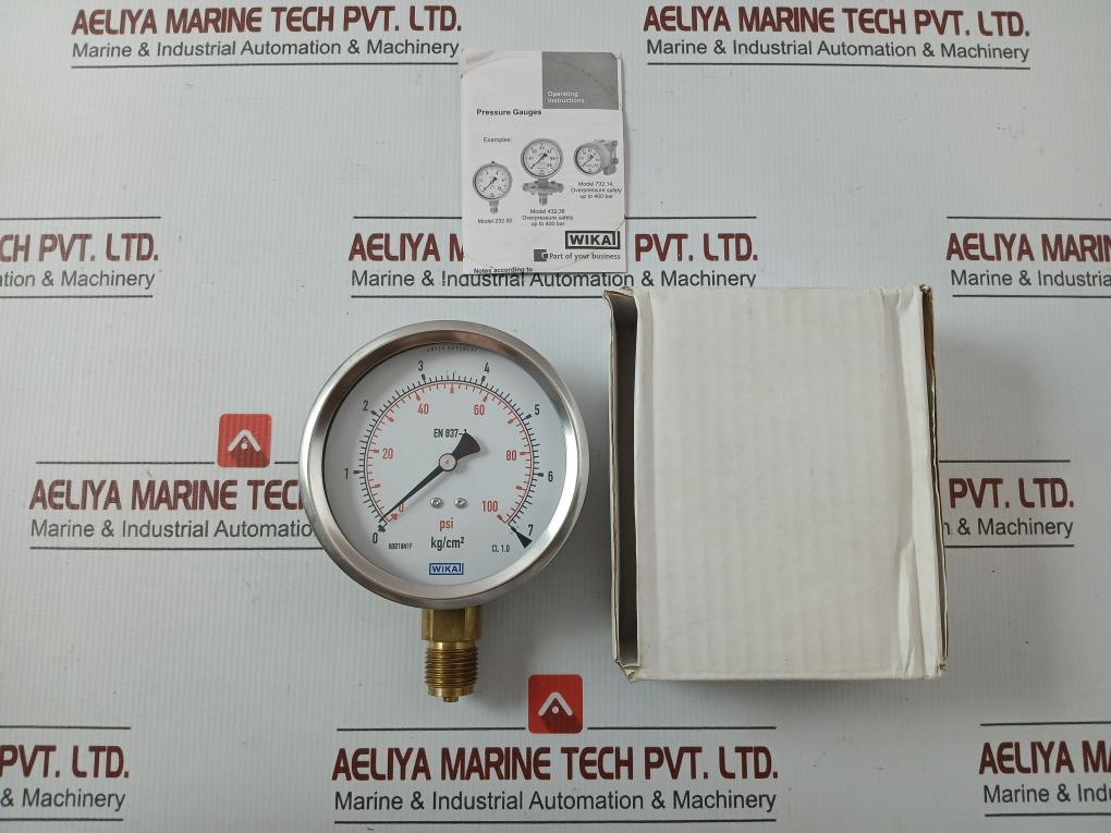 Pressure Gauge 0 To 100 Psi-7 Kg/Cm2 Wika 212.53.100