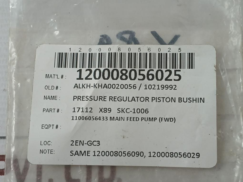 Pressure Regulator Piston Bushing 17112 X89 Skc-1006 New Condition
