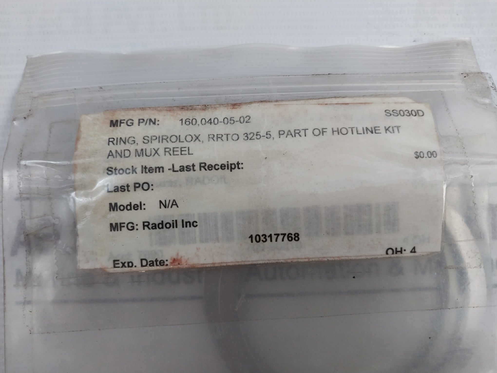 Radoil Spirolox 160 Spiral Retaining Ring Oh 4