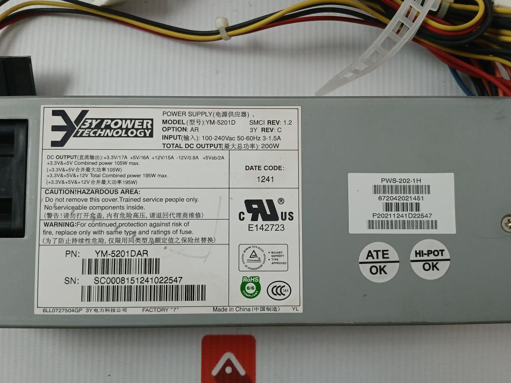 Rev: C Ym-5201Dar 3Y Power Technology Power Supply Unit Rev: 1.2 105W Max.