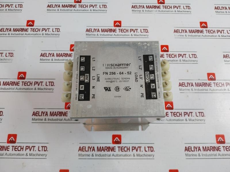 Schaffner Fn 256-64-52 Line Filter,64A, 480/275Vac