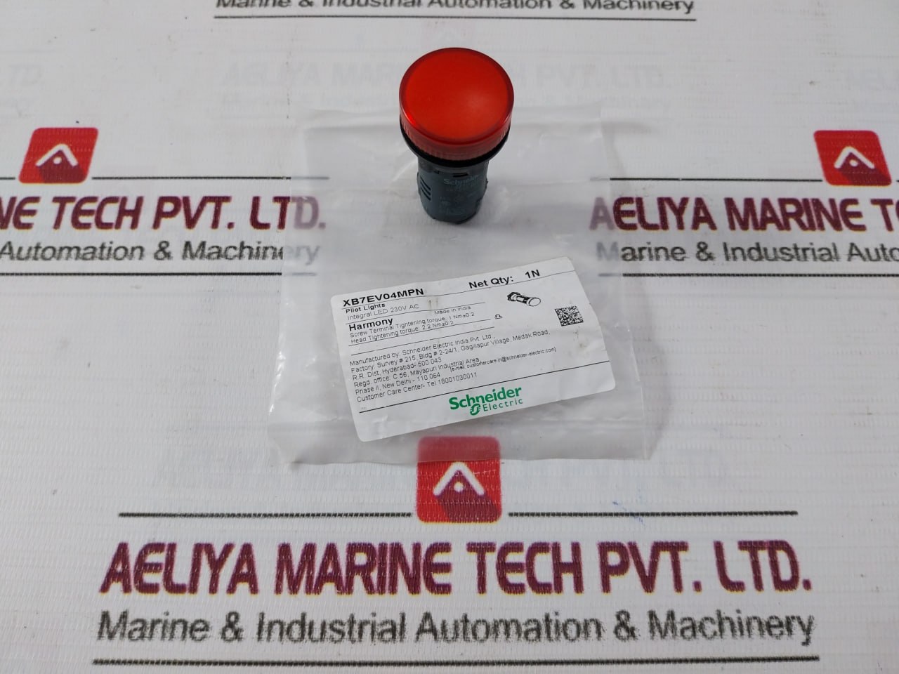 Schneider Electric/Telemecanique Xb7Ev04Mpn Monolithic Red Pilot Light 230V Ac