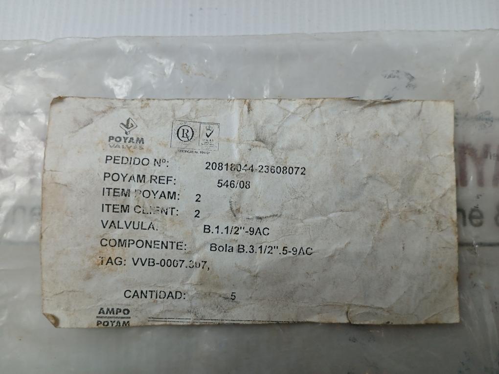 Seat Valve Ball 546/08 Poyam