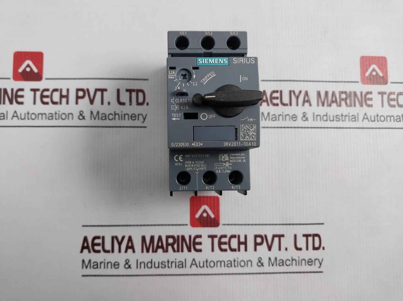 Siemens 3Rv2011-1Da10 Sirius Motor Protection Circuit Breaker 600V 50/60 Hz