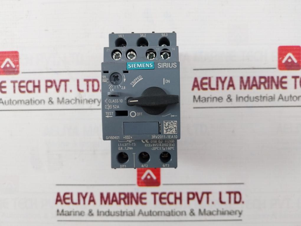 Siemens 3Rv2011-1Ea10 Circuit Breaker 6Kv -20C Ta 60C Class 10