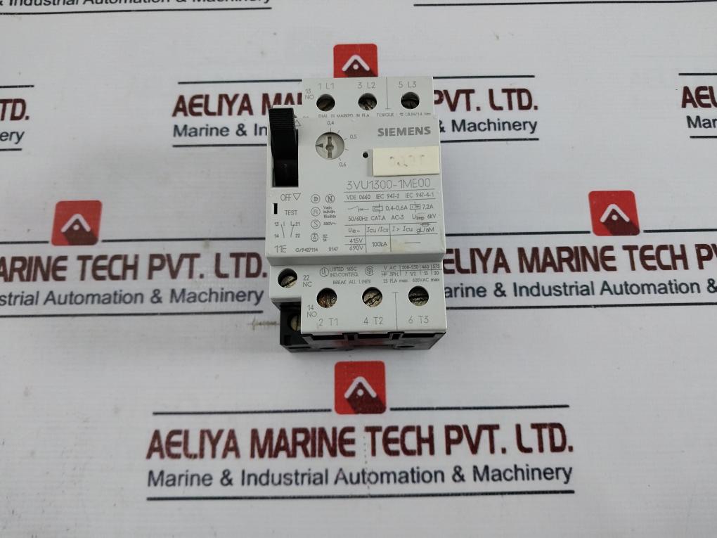 Siemens 3Vu1300-1Me00 Motor Protection Starter Cat A 50/60Hz