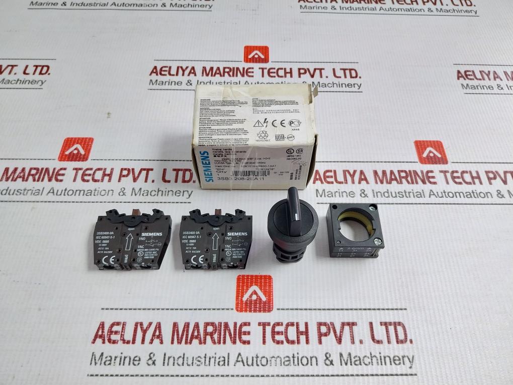 Siemens Rotary Selector Switch With Contact Block Base 400v 50hz 3sb3208-2ea11