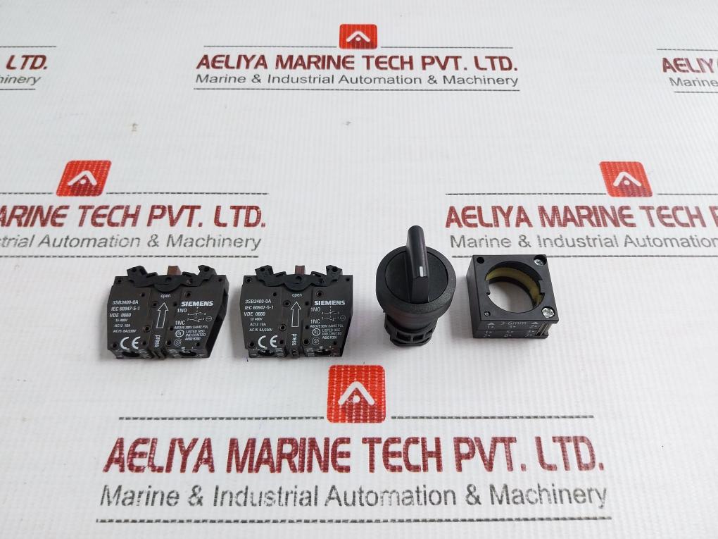 Siemens Rotary Selector Switch With Contact Block Base 400v 50hz 3sb3208-2ea11