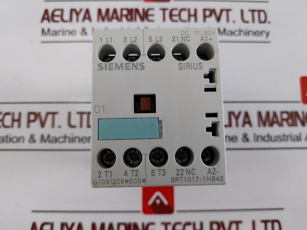Siemens Sirius 3Rt1017-1Hb42 Power Contactor Dc 17…30V Ac-1: 22A 690V     