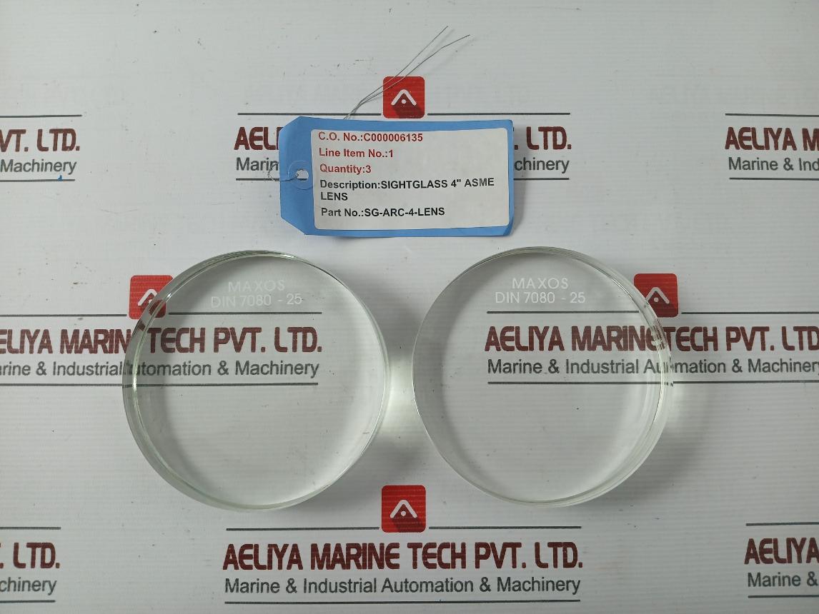Sight Glass 4” Asme Lens Din 7080-25 By Maxos - Used