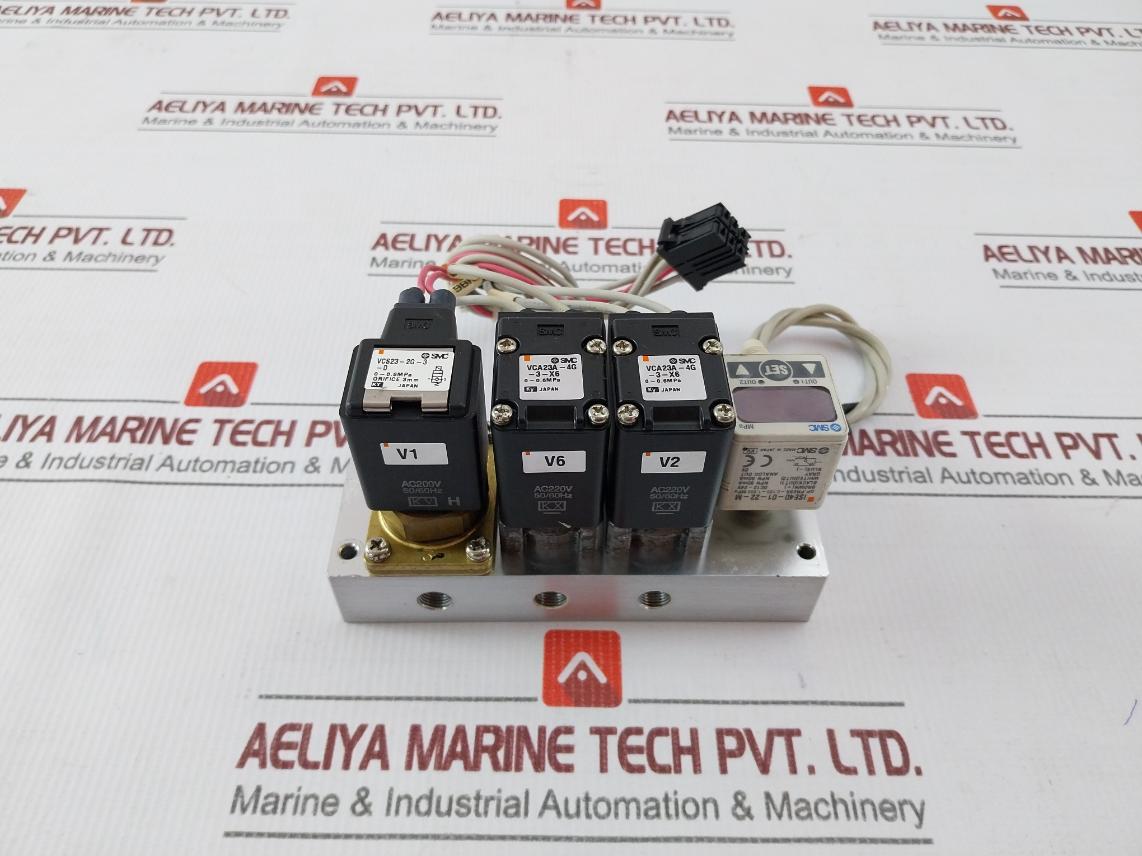 Smc Vca23A-4G-3-x6 Manifold Assembly Of Pneumatic Solenoid Valve Ac200V 50/60Hz