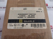 Square D 9421-nc3-30Amp 3 Pole Disconnect Switch 600Vac-250Vdc