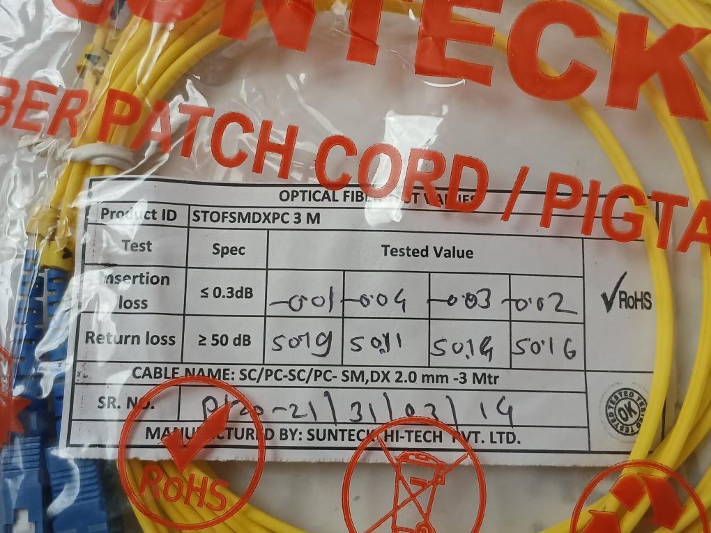Stofsmdxpc 3 M Fiber Patch Cord Set Brand Sunteck