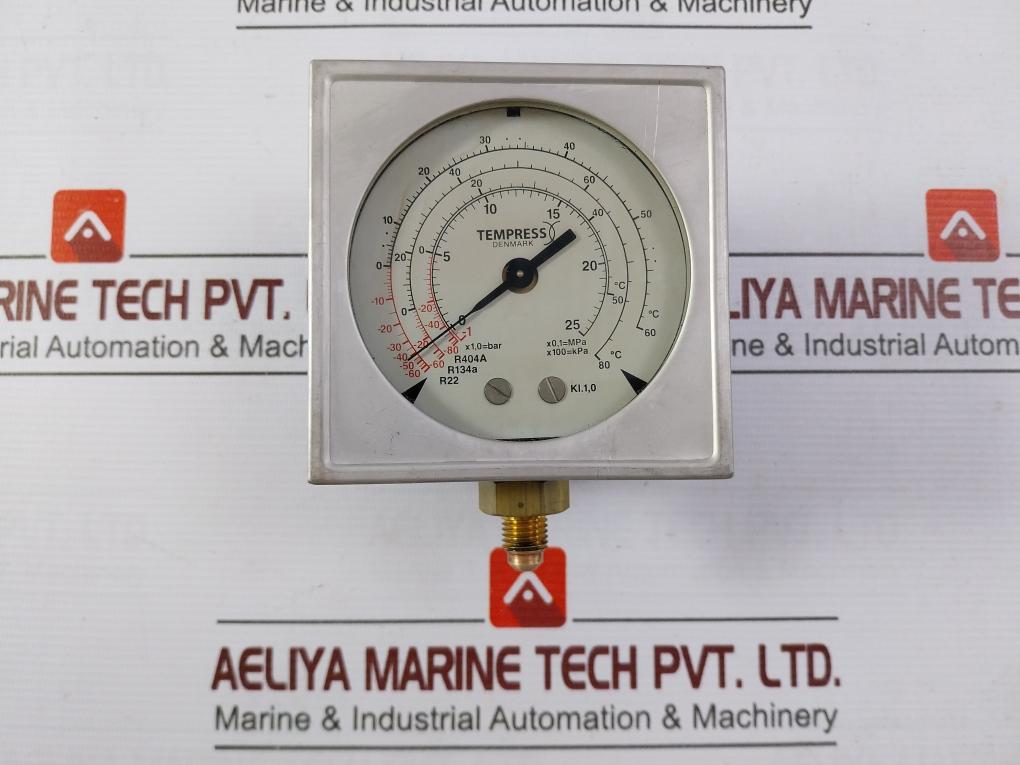Tempress 1541-072-qrs Discharge Pressure Gauge Dn 88X88 -1 To 25 X 1.0 Bar