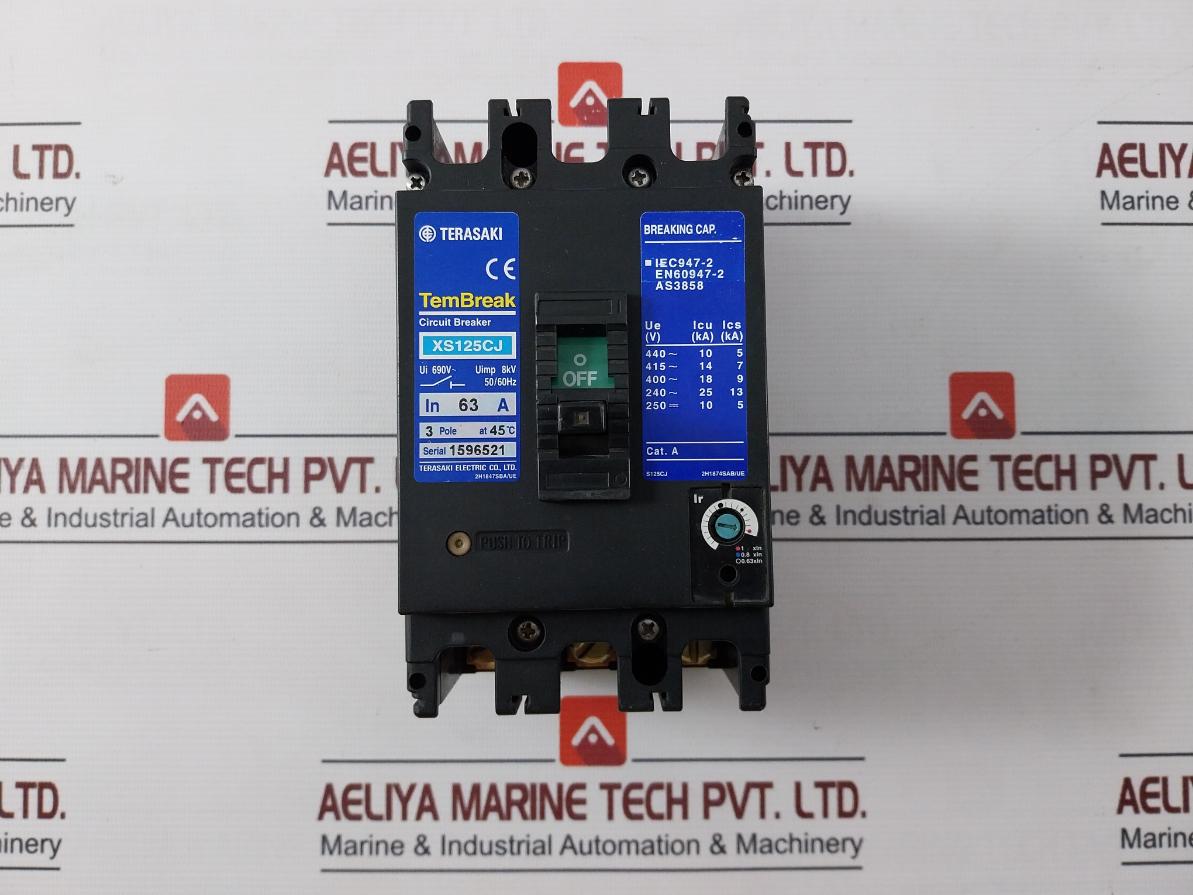 Terasaki Electric Xs125Cj Circuit Breaker 3 Pole 690V 50/60Hz 63A