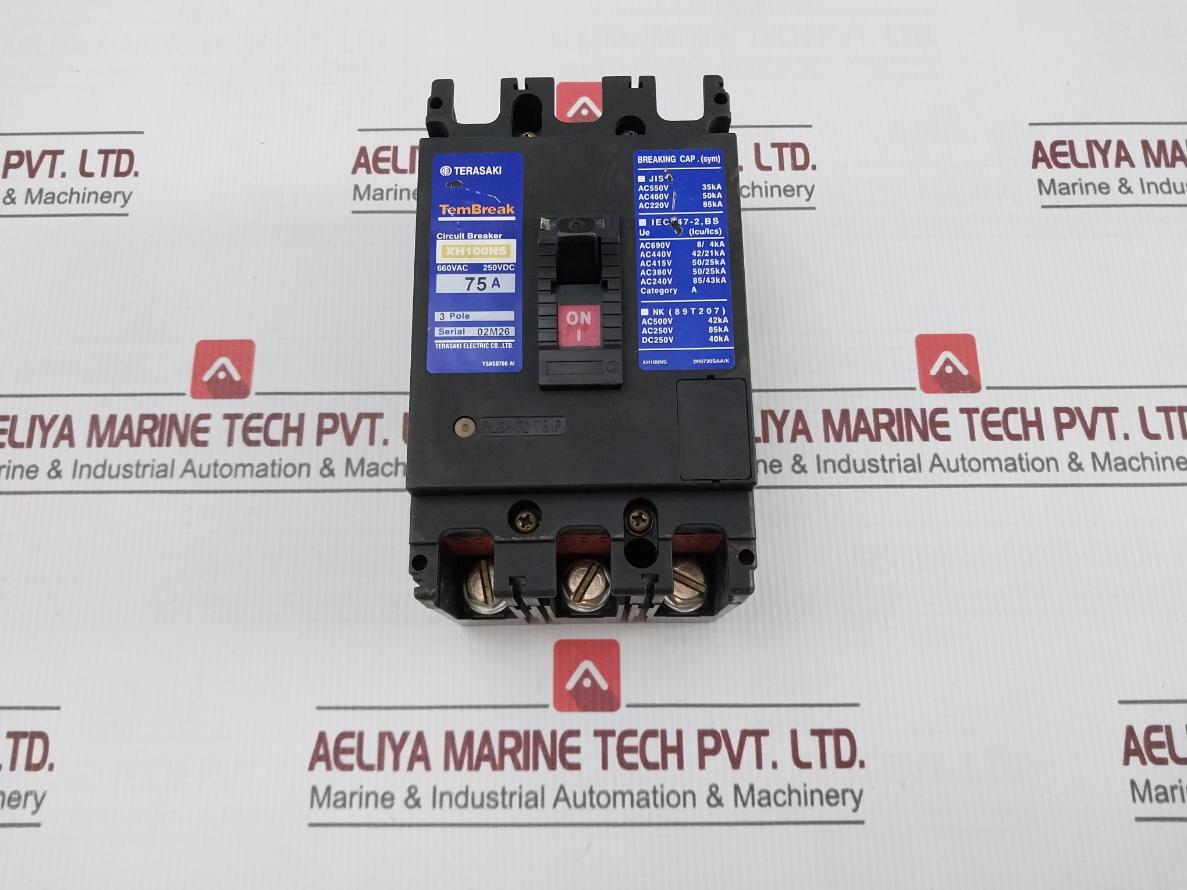 Terasaki Xh100Ns 3 Pole Circuit Breaker 660Vac 250Vdc Ysas0768-ai