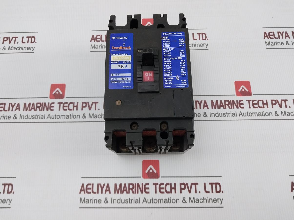 Terasaki Xh100Ns Circuit Breaker 3 Pole 660Vac 250Vdc Ysas0768-ai