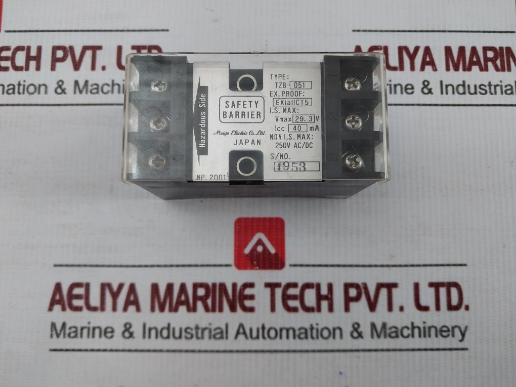 Tzb-051 Safety Barrier Vmax-29.3v Icc-40ma Non I.S. Max-250vac/Dc By Meiyo Electric