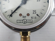 USED Condition Sika 0-25 Bar Pressure Gauge Kl. 1.6
