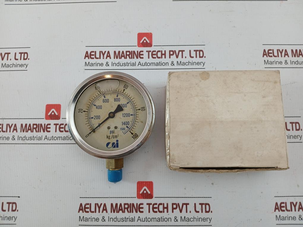 Used Condition 0 To 100 Kg/Cm2 Pressure Gauge 0 To 1500 Psi By Cai