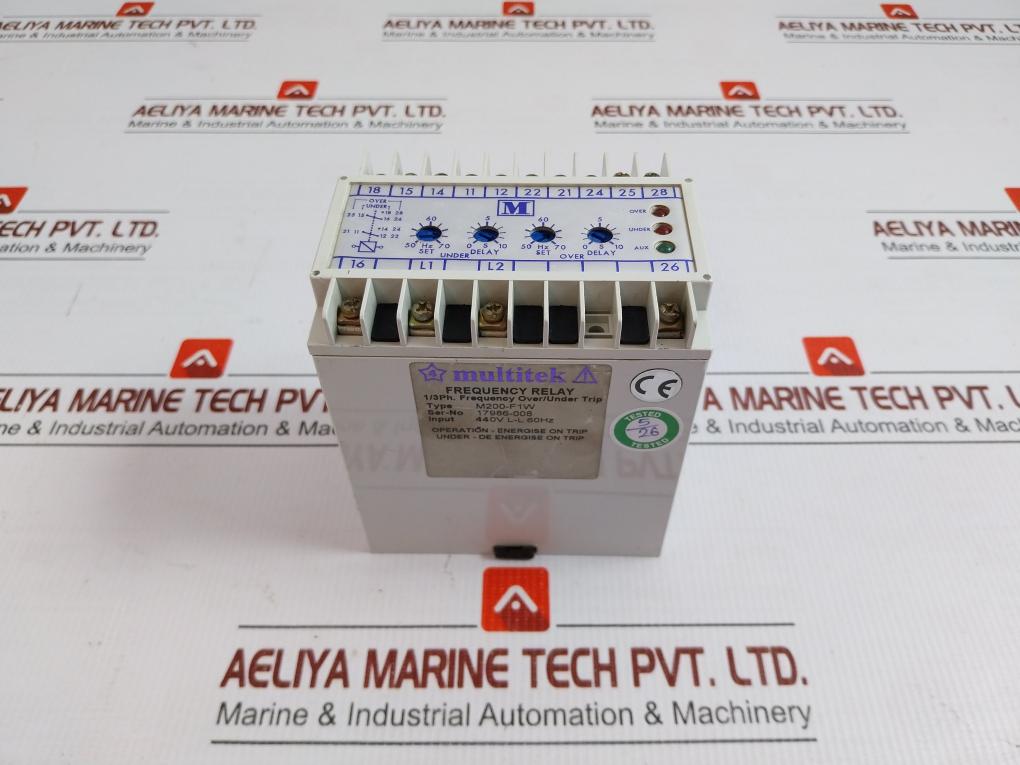 Used Condition M200-F1w Frequency Relay 440v L-L 60hz By Multitek