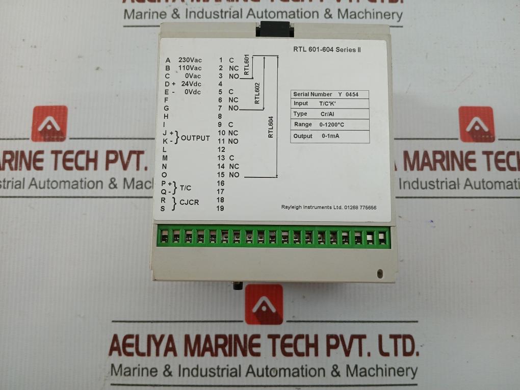 Used Condition Rtl 601 Temperature Controller Raytel 0-1200°C
