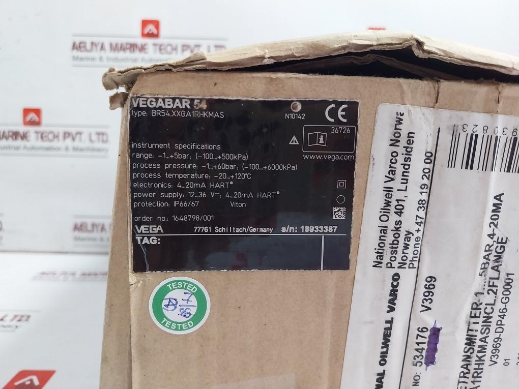 Vega Br54.Xxga1rhkmas Pressure Transmitter 5bar