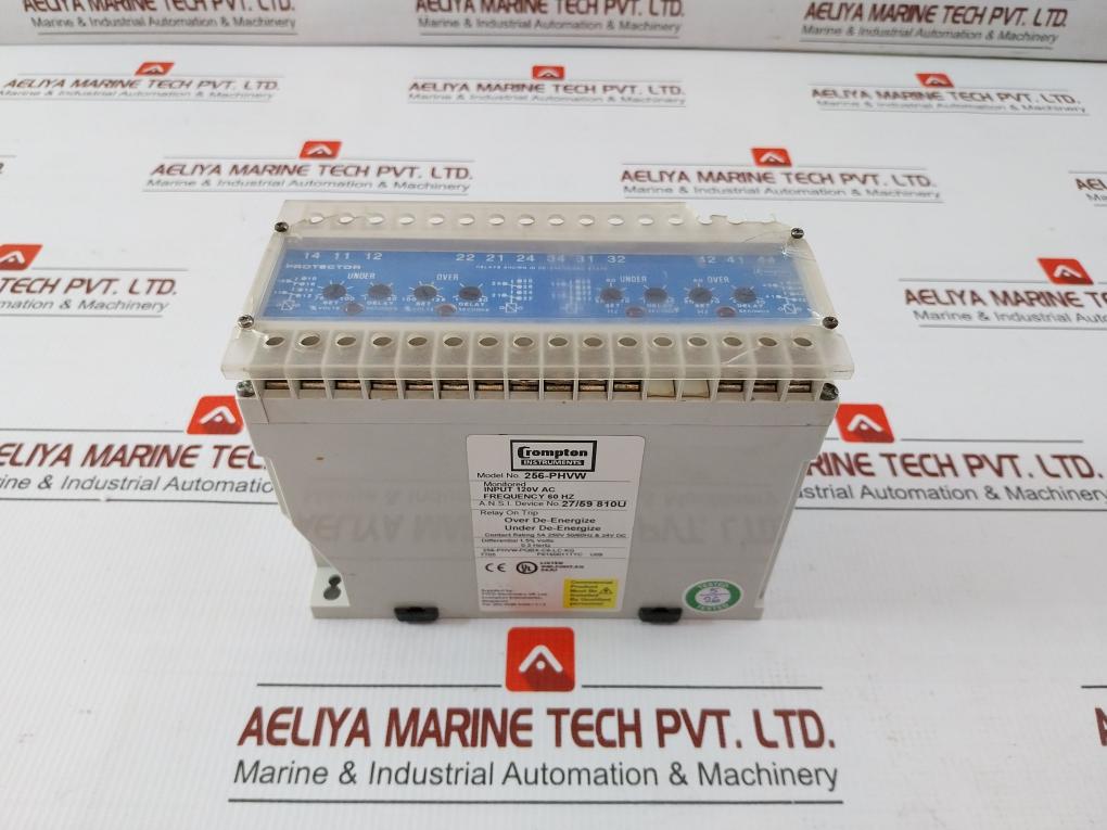 Voltage And Frequency Relay By Crompton Instruments 60 Hz 256-Phvw-Pqbx-C6-Lc-Kg