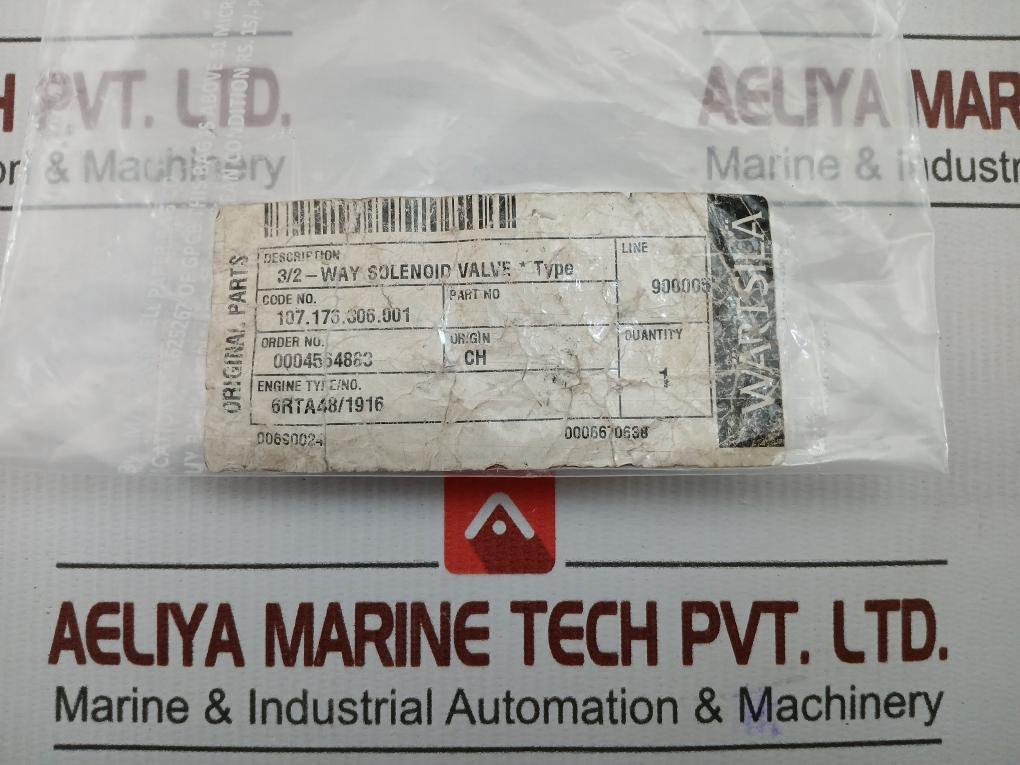 Solenoid Valve 3/2-Way By Wartsila 24v Dc Part Number In 118.100.024n