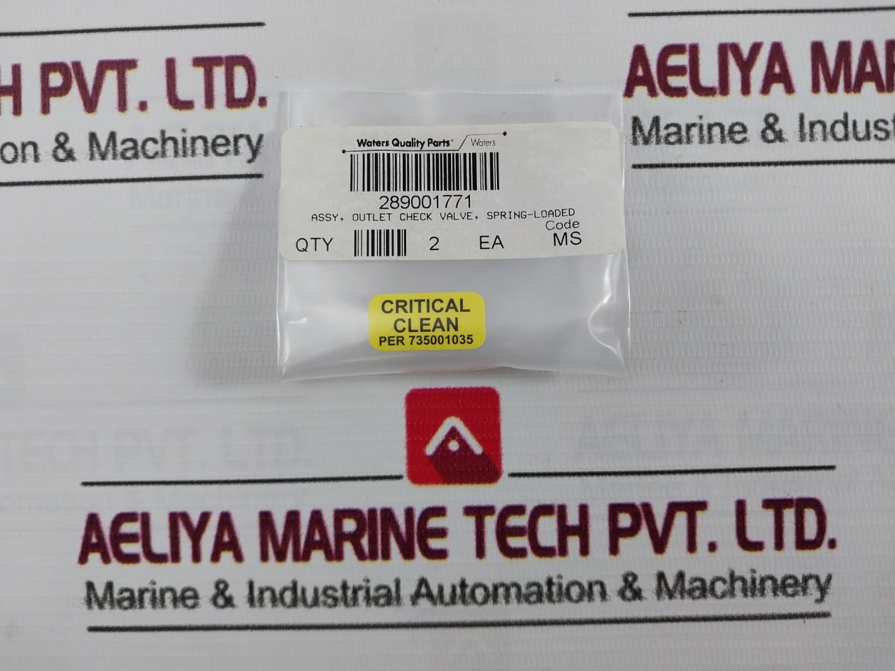Waters 289001771 Assy Check Valve Spring Loaded