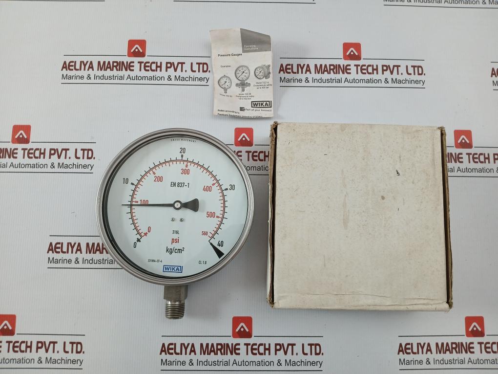 Part Number In En 837-1 Wika 40 Kg/Cm2 & Psi Pressure Gauge - 1.120 Kg