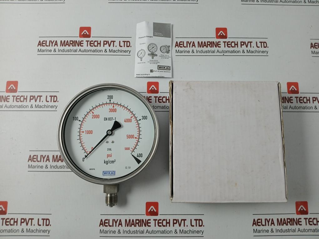 New Condition Pressure Gauge 0-5600 Psi 0-400 Kg/Cm2 Part No. En 837-1 By Wika Ss 19