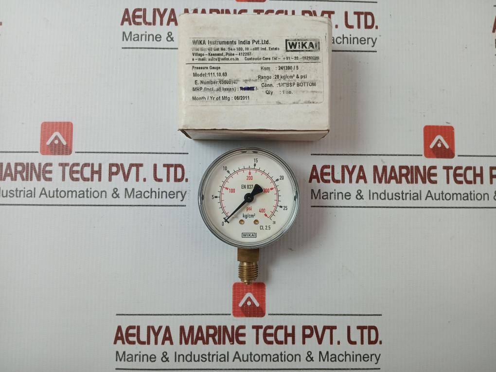 Wika Pressure Gauge 28 Kg/Cm2 & 400 Psi 111.10.63