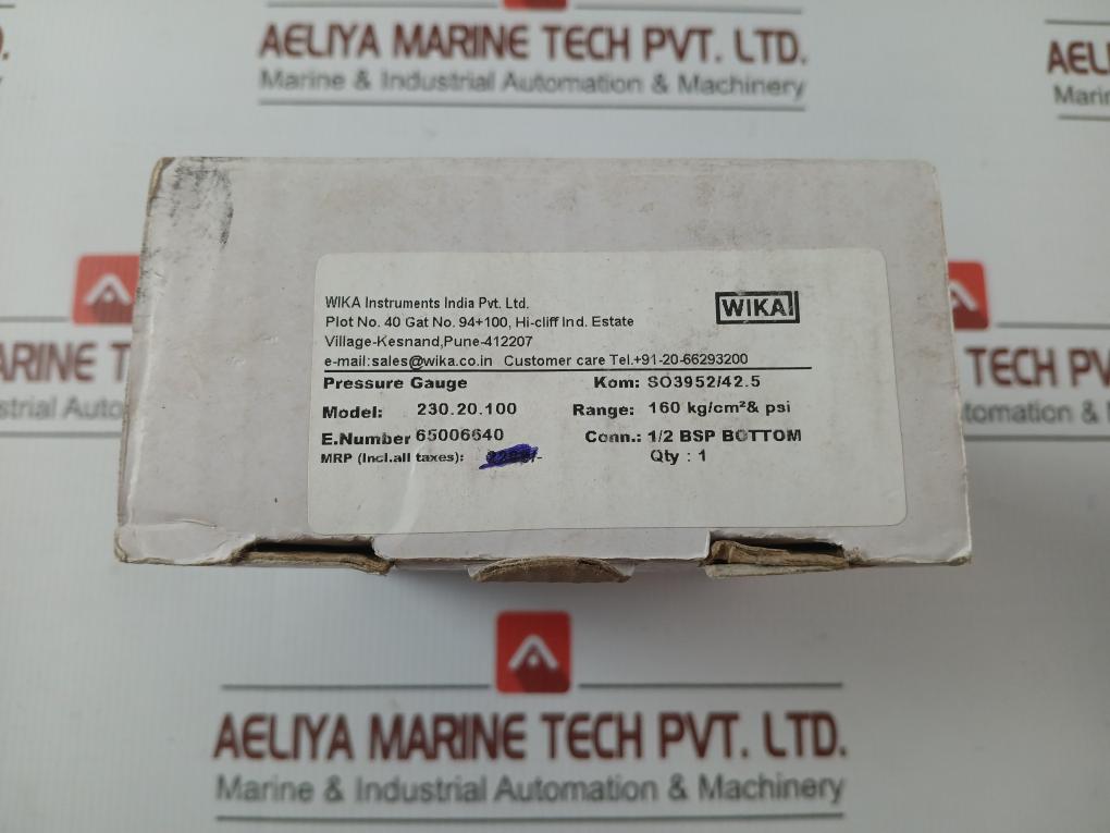 Wika Pressure Gauge Bourdon Tube 0 To 160 Kg/Cm2 230.20.100 In New
