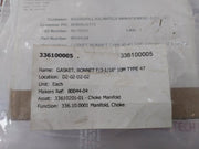 Wolar S316 Bonnet Gasket Ring, 10M-10, S316, 336100005