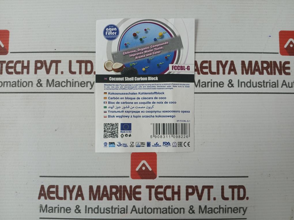 Xp-fccbl-g-1 Aquafilter Block Carbon Cartridge With Antimicrobial Agent