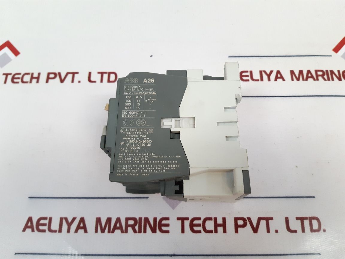 Abb A26-30-10 Contactor 45A 600Vac