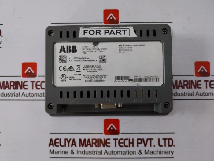 Abb Cp604 Control Panel 0.25A Type 2/4X Enclosure 1Sap504100R0001 (Not Working)