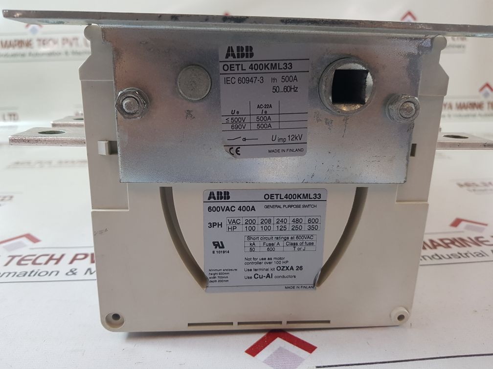 Abb Oetl400Kml33 Rectifier Unit Isolation Switch