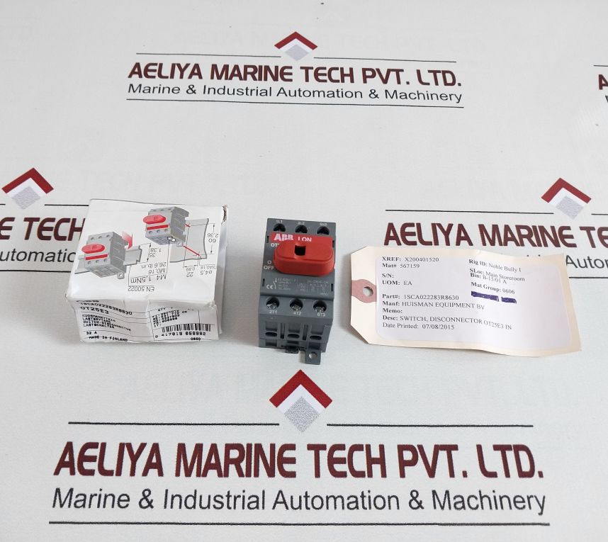 Abb Ot25E3 Disconnect Switch/Load Break Switch 25A 600Vac